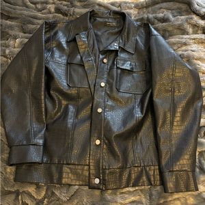 White Fox Boutique Cold Heart PU Leather Button Up Jacket